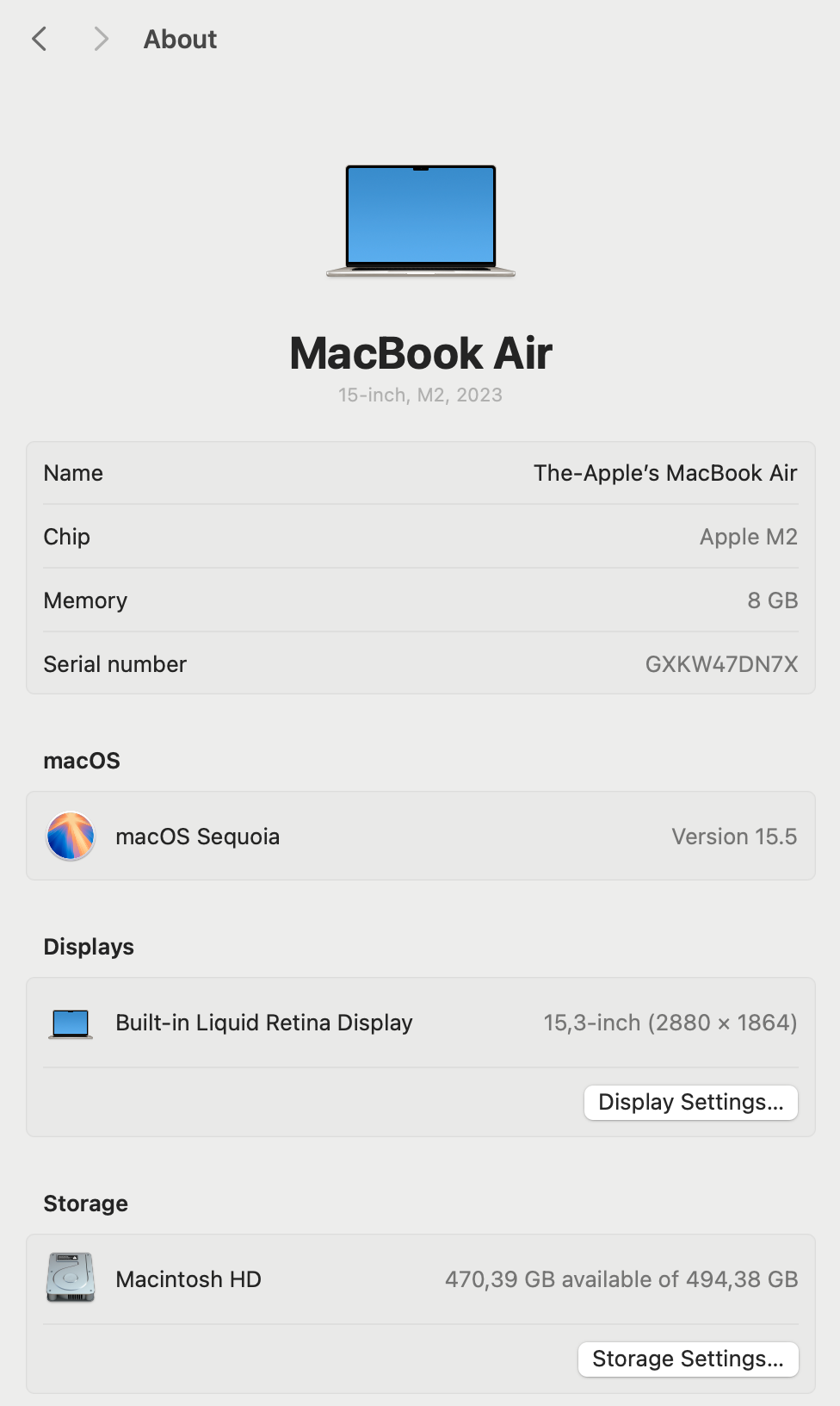 MacBook Air 15-inch | M2 Chip | 512GB - Starlight (Pre-owned)
