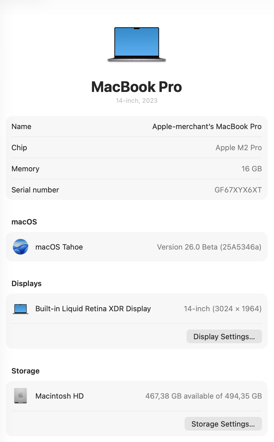 MacBook Pro 14-inch With M2 Pro Chip- Space Grey (Pre-owned)