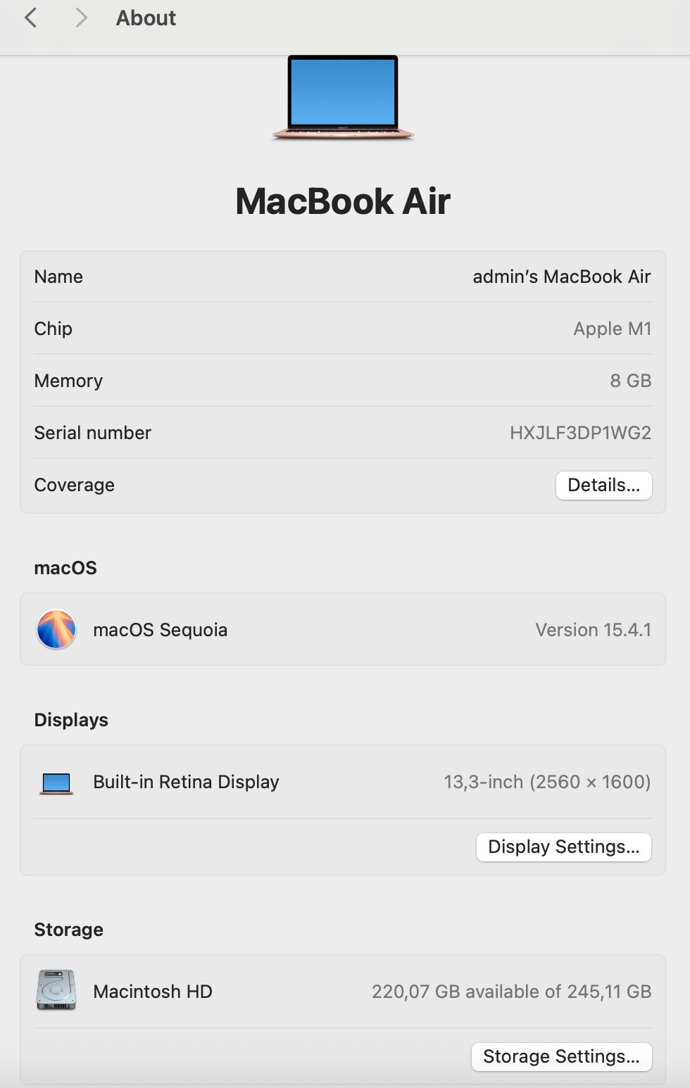 MacBook Air M1 - 256GB - Gold (Pre-owned)