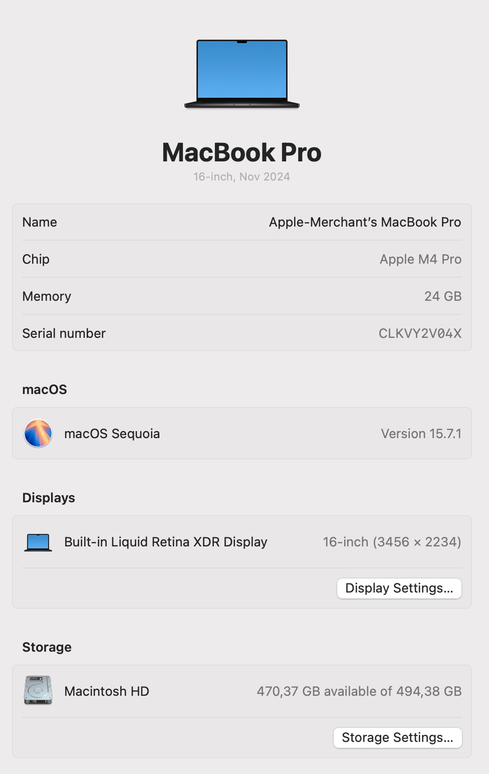 MacBook Pro 16-inch With M4 Pro Chip 512GB | 24GB - Space Black (Pre-owned)