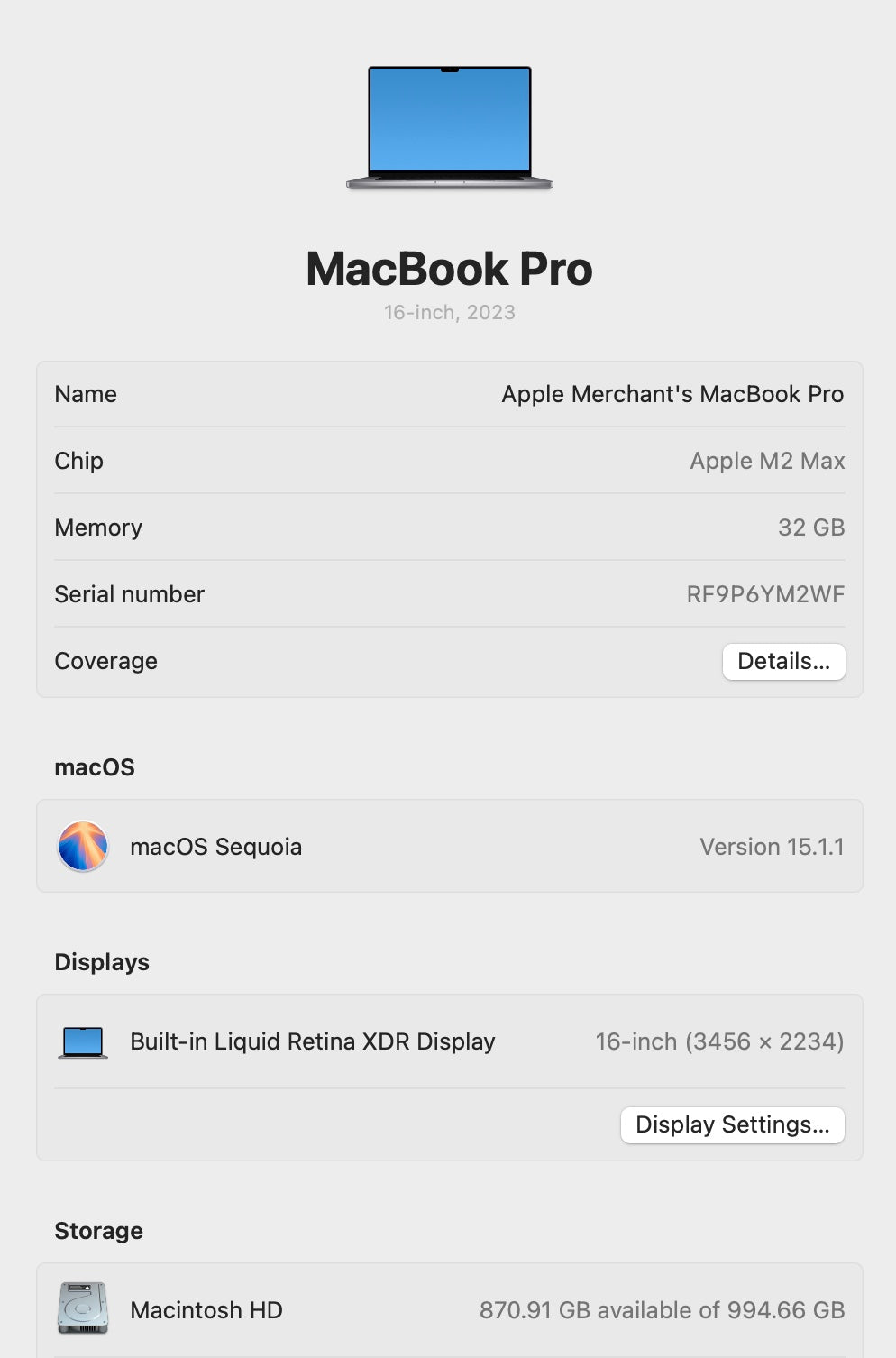 MacBook Pro 16-inch With M2 Max Chip 1TB | 32GB - Space Grey (Pre-owned)