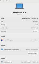 Load image into Gallery viewer, MacBook Air 13-inch | M2 Chip | 256GB - Midnight (Pre-owned)
