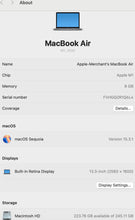 Load image into Gallery viewer, MacBook Air M1 - 256GB - Space Grey (Pre-owned)
