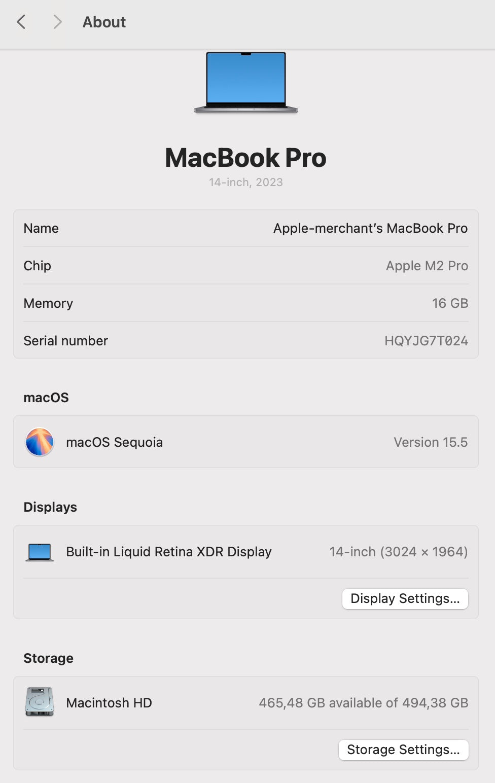 MacBook Pro 14-inch With M2 Pro Chip- Space Grey (Pre-owned)