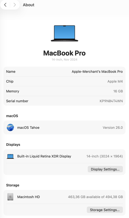 MacBook Pro 14-inch With M4 Chip 512GB | 16GB - Space Black (Pre-owned)