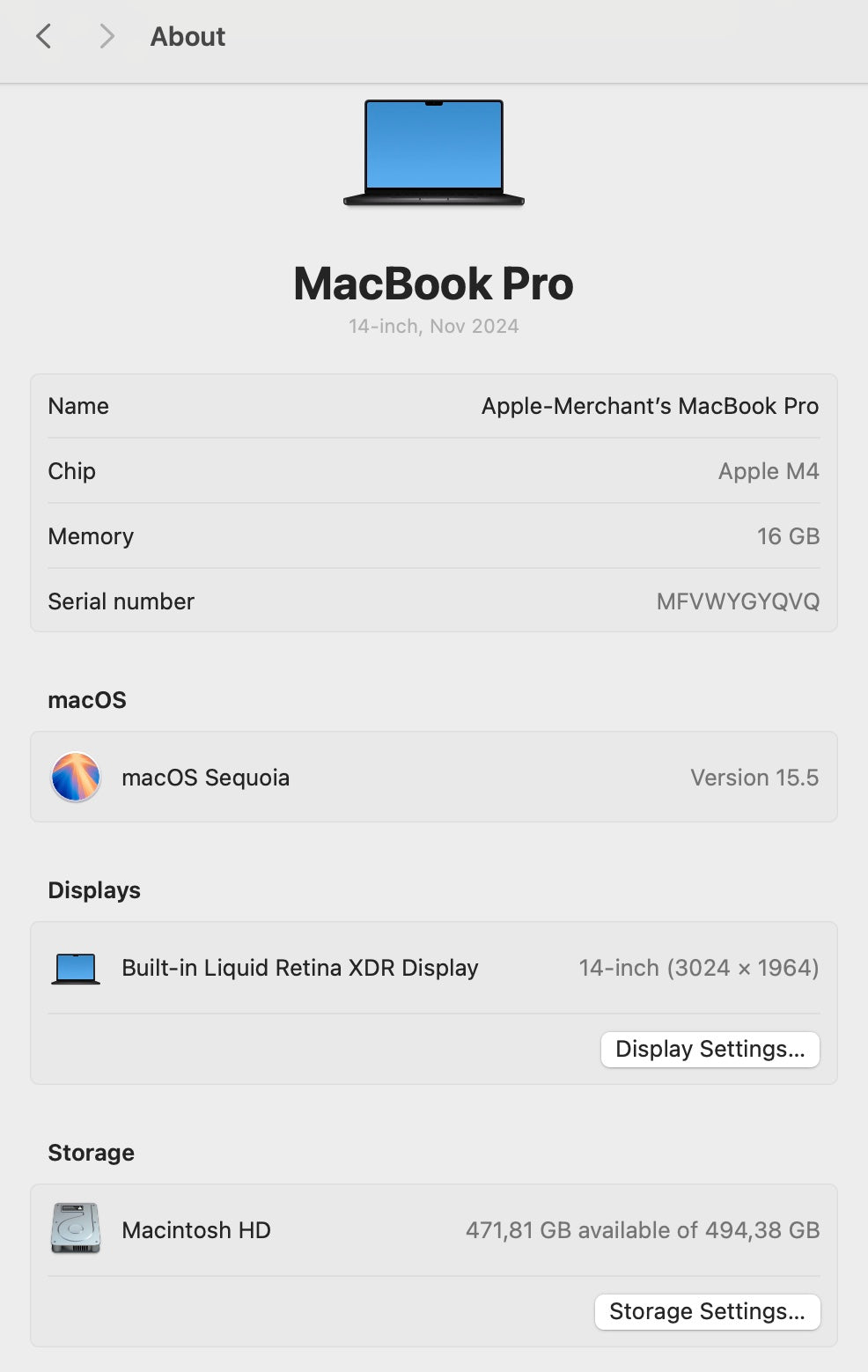 MacBook Pro 16-inch With M4 Pro Chip 512GB | 24GB - Space Black (Pre-owned)