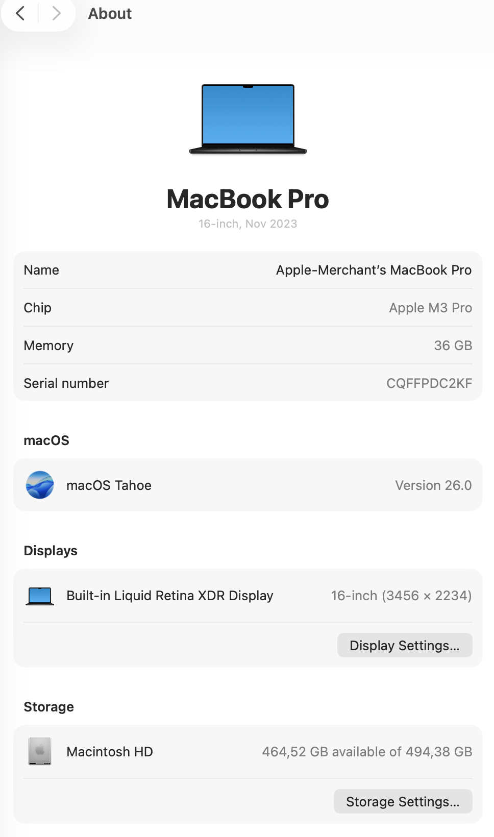 MacBook Pro 16-inch With M3 Pro Chip 36GB | 512GB - Space Black (Pre-owned)