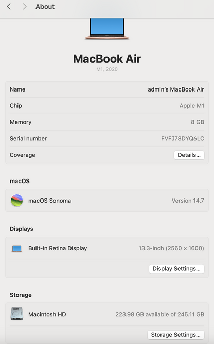 MacBook Air M1 - 256GB - Gold (Pre-owned)