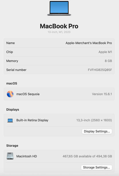 MacBook Pro M1 512GB - Space Grey (Pre-owned)