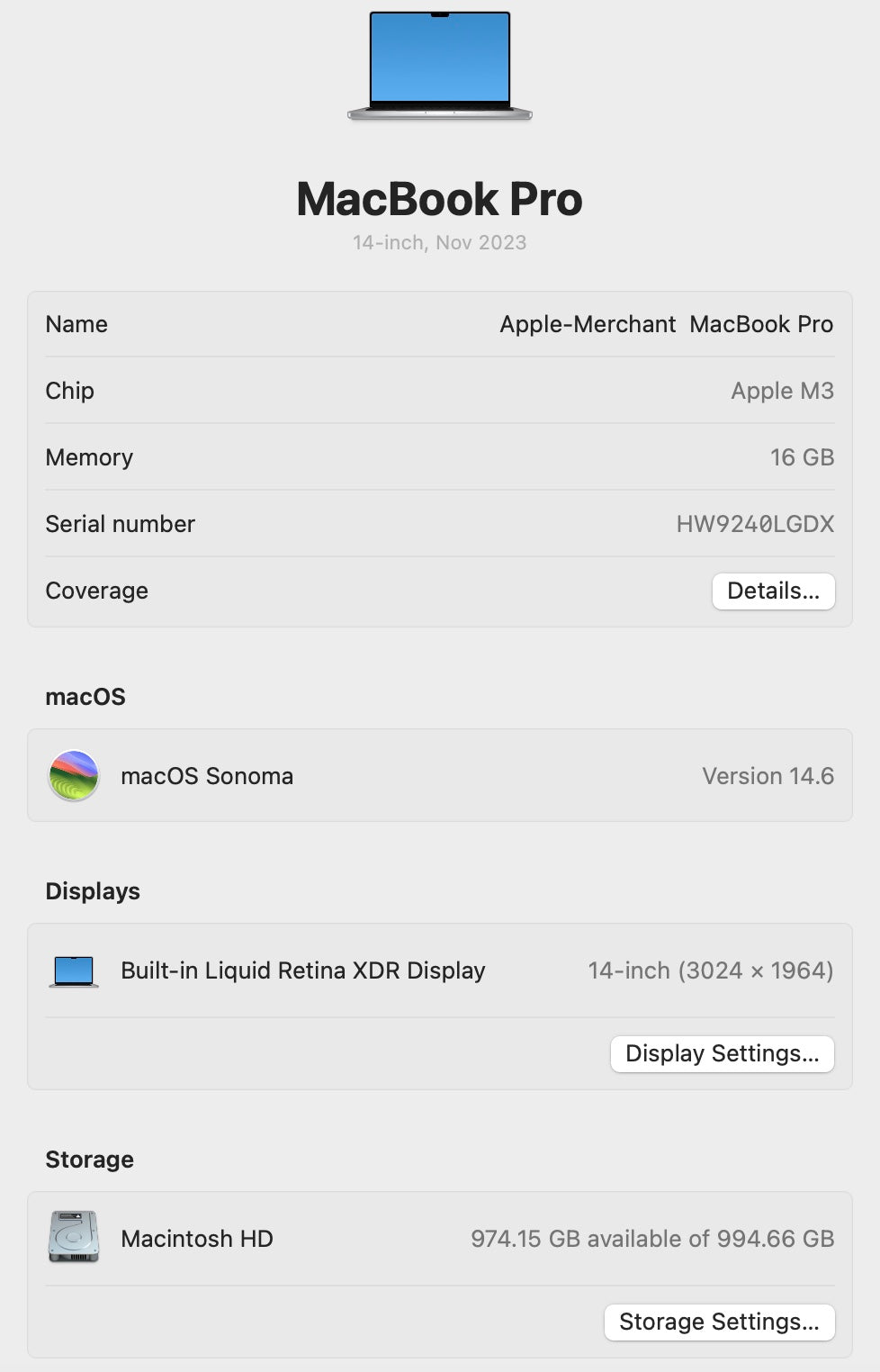 MacBook Pro 14-inch With M3 Chip 1TB | 16GB - Silver (Pre-owned)