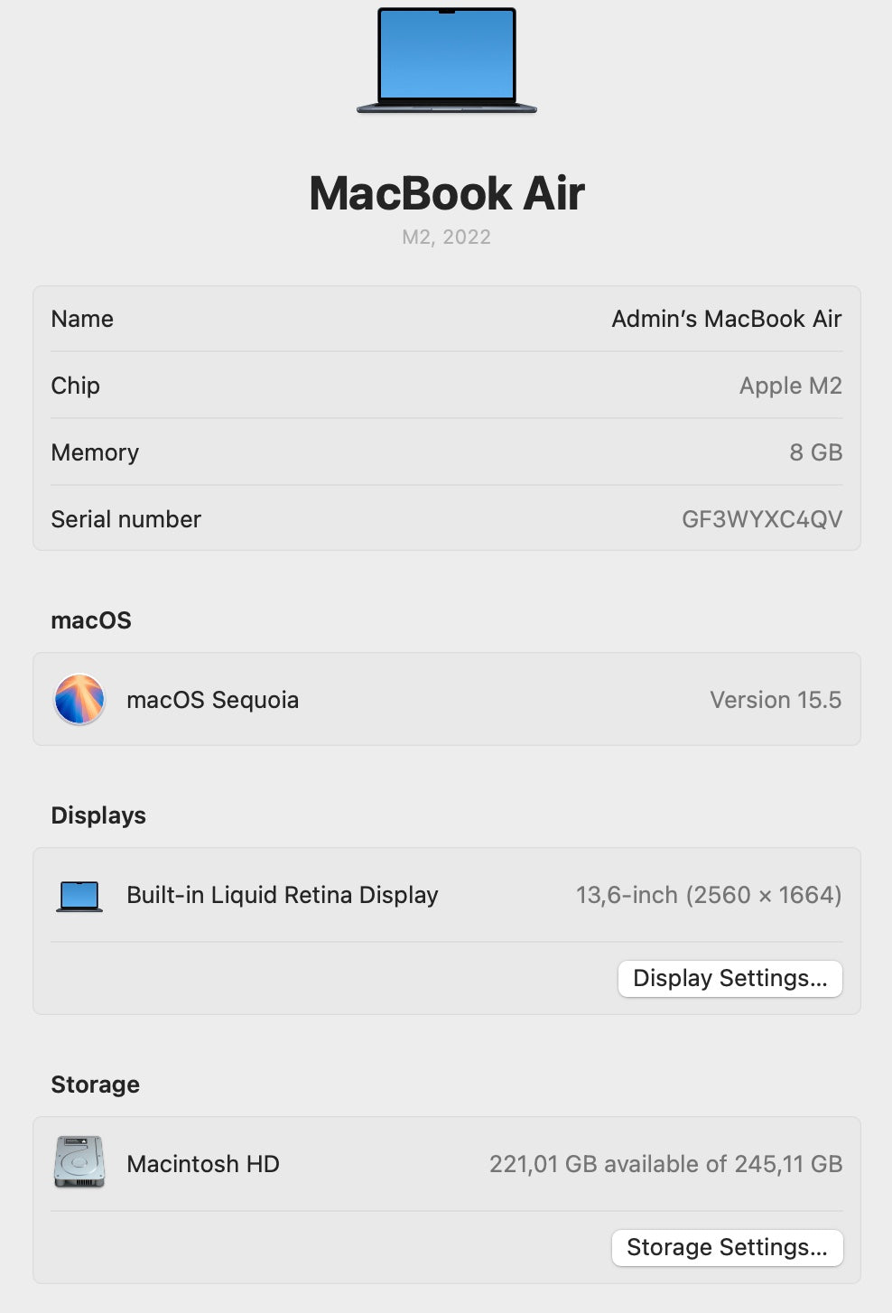 MacBook Air 13-inch | M2 Chip | 256GB - Midnight (Pre-owned)