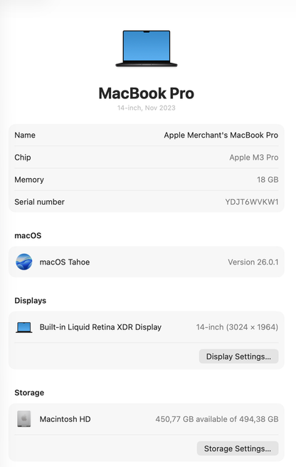 MacBook Pro 14-inch With M3 Pro Chip 512GB - Space Black (Pre-owned)